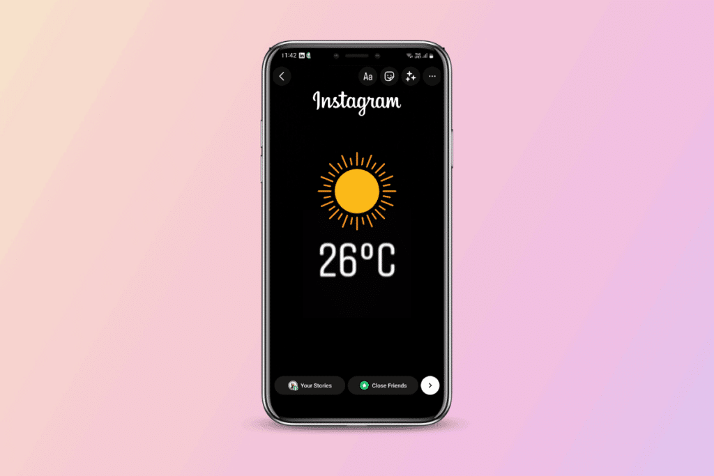 How to add temperature to Instagram story